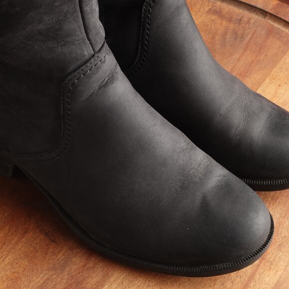 Teva Boots Womens SZ 8 BLK Foxy Tall Leather Waterproof Zip Riding Casual READ - Picture 4 of 16